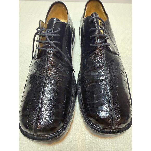 Belvedere Florence Genuine Ostrich Leather Oxfords Black Vibram Sole Size 10 M - Picture 5 of 7